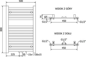 Mexen Hades grzejnik łazienkowy 800 x 500 mm, 386 W, czarny - W104-0800-500-00-70