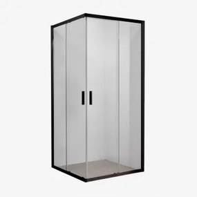Kwadratowa Kabina Prysznicowa Z Drzwiami Przesuwnymi, Szkłem Hartowanym 6 Mm I Aluminium Brent Transparent & Czarny Matowy & 100 X 100 X 195 Cm -