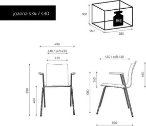 Krzesło do poczekalni z podłokietnikami Joanna J04 S34 tapicerowane
