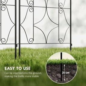 Outsunny Pergola Metalowa 2 szt. Wkopywana, Antykorozyjne Wsparcie dla Roślin Pnących 50x150 cm, Czarna