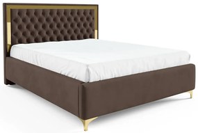 Brązowe łóżko pikowane w stylu glamour  Z9-T94