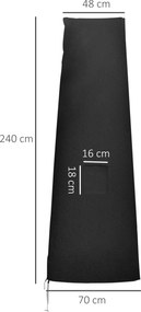 Outsunny Osłona na Parasole, Pokrowiec na Parasole, Odporny na Warunki Pogodowe, z Boczną Kieszenią, Czarny