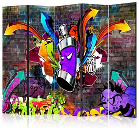 Parawan jednostronny Street art 225x172 cm 5-częściowy brązowy ARTGEIST B