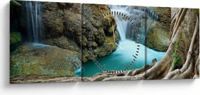 Obraz - Rzeka z wodospadami (z zegarem) (90x30 cm)