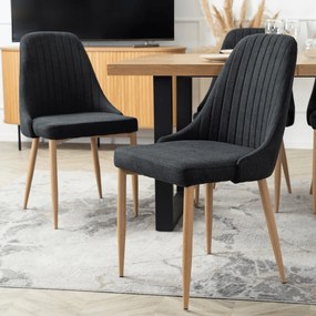 Zestaw Stół Prostokątny Rozkładany do Jadalni EDWIN 160-260 cm Dąb Złoty/Czarny i 4 Krzesła Tapicerowane TORINO Czarne