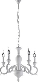 Fiorenza Shabby White Wooden Chandelier 5 Lights 110 Ø50 BL172-5-BCO