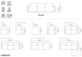 Kremowa sofa modułowa z materiału bouclé 270 cm Ailani – Makamii
