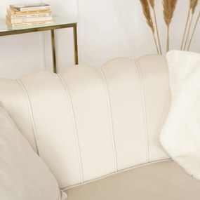 Sofa ZENDAYA Dwuosobowa Kremowa Muszelka Glamour do Salonu
