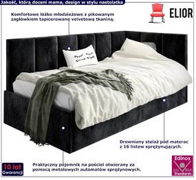 Czarny tapczan młodzieżowy 80x200 - czarny - Golones 3X