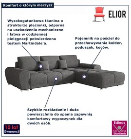 Ciemnoszary narożnik rozkładany z funkcją spania L3-G06