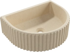 Umywalka betonowa podwieszana / nablatowa półokrągła bez otworu na baterię 45 x 36 cm MUSLIN | różne kolory : Kolor - Kość słoniowa/Ecru, Typ montażu - podwieszana