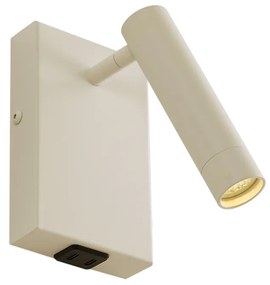 Nowoczesny Kinkiet / Lampa scienna beżowy z regulacją i USB-C - Croft Nowoczesny Oswietlenie wewnetrzne