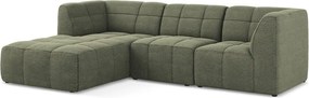 Zielony narożnik z materiału bouclé (lewostronny/z szezlongiem) Aloha – Makamii