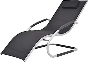 Czarny ergonomiczny leżak ogrodowy N6-M65