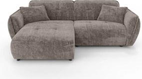 Szarobrązowy narożnik z tkaniny szenilowej (lewostronny/z szezlongiem) Nelia – Ropez