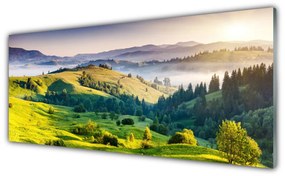 Obraz Akrylowy Góra Pole Mgła Natura