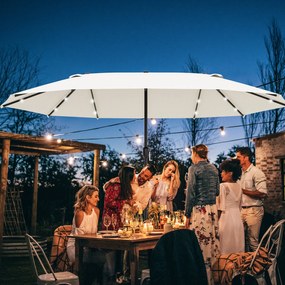 Outsunny Podwójny Parasol Ogrodowy Targowy Owalny Kremowy Biały z Korbą Ręczną 440x260cm | Aosom PL