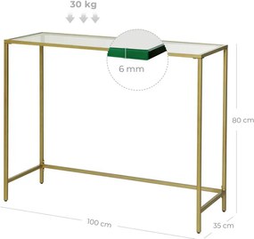 Złota metalowa konsola ze szklanym blatem - Amuno 3X