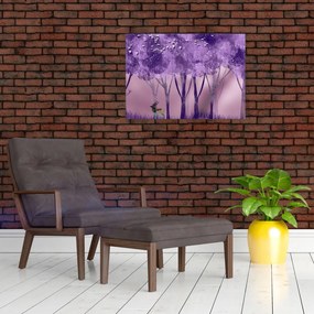 Obraz na szkle - Jeleń w magicznym lesie (70x50 cm)