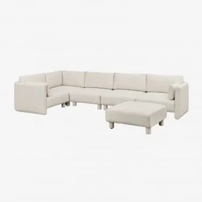 5-częściowa Narożna Sofa Modułowa Lewostronna I Pufa Z Tkaniny Bouclé Artemisa Tkanina Bouclé W Kolorze Kremowo-beżowym - Sklum