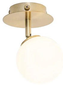 Nowoczesny reflektor złoty z opalowym szkłem z włącznikiem - Athens