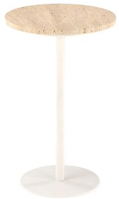 TRAVERSO S Ława Stolik kawowy Okrągła Kamień Trawertyn Biały fi.35cm Nowoczesna