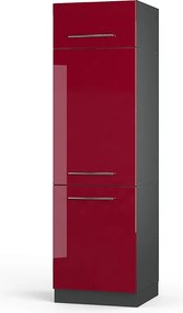 Szafka na lodówkę bordowa czerwień wysoki połysk 60x58.1x206.8 fame-line