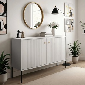 Komoda do Salonu Sypialni SOFT 104 cm Kaszmir Ryflowana Dwudrzwiowa Nowoczesna