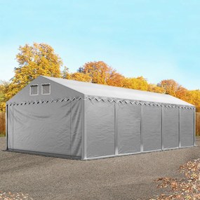 TOOLPORT 5x10m Namiot magazynowy - 2,6 m wysokość ścian bocznych, PVC 800, szary, bez statyki - (8514BL)