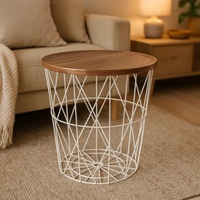 Stołek z blatem z płyty MDF 37 x 39 cm, beżowy