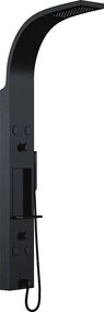 Kolumna prysznicowa z hydromasażem i półeczką - Czarny mat - 20 x 140 cm - ROANA