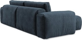 Ciemnoniebieski rozkładany narożnik z tkaniny szenilowej (lewostronny/z szezlongiem) Kuki – Makamii
