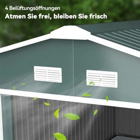 Outsunny Szopa na Narzędzia Ogrodowe, Odporna na Warunki Atmosferyczne, z Oknami Wentylacyjnymi i Drzwiami Przesuwnymi, Stal, Brązowa