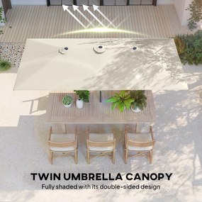 Outsunny Parasol Ogrodowy 150x295cm Podwójny Daszek Regulacja Kremowy | Aosom PL