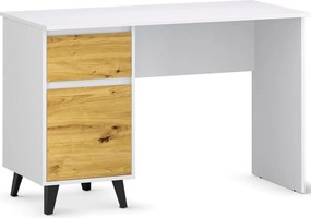 Skandynawskie biurko z szafką i szufladą biały + dąb artisan L5-C56