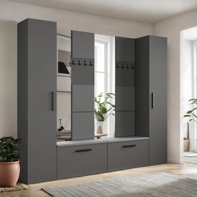 Masseno Garderoba MODULO 241,2/204/40 cm do Przedpokoju Nowoczesna Szara