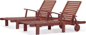 Składany leżak z drewna egzotycznego "Tokyo" - Mahoń - Brązowy mahoniowy - Zestaw 2 szt.
