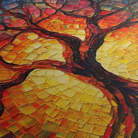 Obraz - Drzewo życia w mozaice (z zegarem) (90x30 cm)