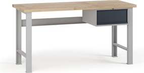 Stół warsztatowy G7, blat bukowy, 1700 x 685 x 840 mm, 1x kontener, 1x szuflada, grafitowy