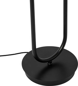 Lampa podłogowa art deco czarna z przydymionym szkłem 2-światła - Laura