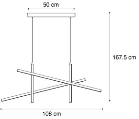 Designerska lampa wisząca X czarna ze złotem z LED z 3-stopniową regulacją - Joy Nowoczesny Oswietlenie wewnetrzne