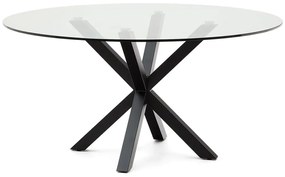 Czarny okrągły stół ze szklanym blatem ø 150 cm Argo – Kave Home
