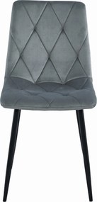 PROMOCJA Szare aksamitne krzesło do jadalni LIBRA z czarnymi nogami II jakość