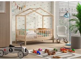 Łóżko dziecięce z litego drewna sosnowego w kształcie domku ze stelażem 70x140 cm DALLAS – Vipack