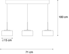 Hanglamp zwart met smoke glas incl. LED 3-lichts easylift - RikaDesignerski Oswietlenie wewnetrzne