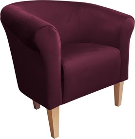 Fotel Milo tkanina Welur wygodny fotel tapicerowany do salonu i sypialni : Kolor nogi - Drewno, Kolor tkaniny - VELVET - MG02, Wysokość nogi - 20 cm
