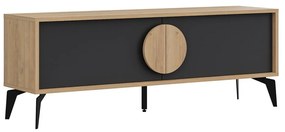 Czarna szafka pod TV w dekorze dębu 140x51 cm Vae – Marckeric