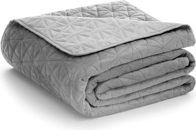 Jasnoszara aksamitna narzuta pikowana 220x240 cm Laila – Restilo