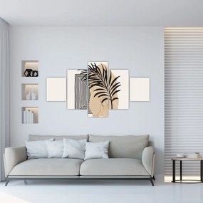 Obraz - Abstrakcja z tropikalnymi liśćmi N⁰3 (125x70 cm)