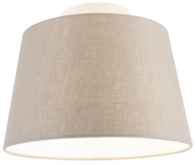 Lampa sufitowa z abażurem z lnu w kolorze taupe 25 cm - Combi biała